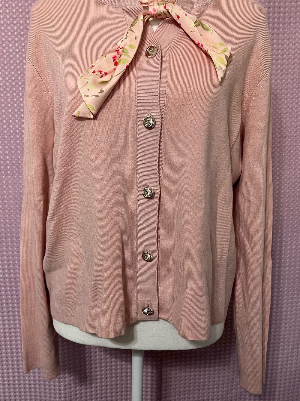 CeCe Blush Pink Button-Front Women's Cardigan